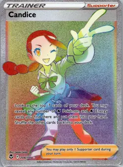 Candice 204/195 Rainbow Rare Silver Tempest Pokemon Holo Near Mint - Image 1