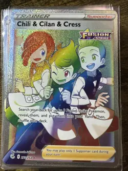 Chili & Cilan & Cress 273/264, Fusion Strike, Secret Rare Rainbow Holo, Pokemon - Image 1