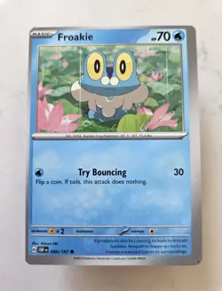#056/197 Froakie Pokemon TCG SV03: Obsidian Flames NM **Ink Dot Miscut ERROR** - Image 1