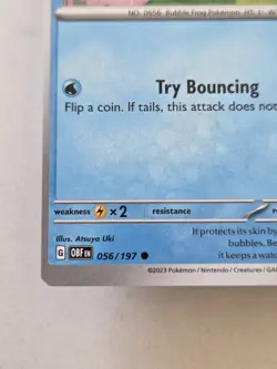 #056/197 Froakie Pokemon TCG SV03: Obsidian Flames NM **Ink Dot Miscut ERROR** - Image 2