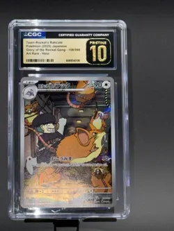 CGC 10 Pristine Team Rocket's Raticate Japanese Art Rare Holo Pokemon - Image 2