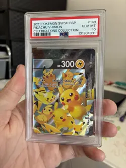 PIKACHU V-UNION PSA 10 2021 POKEMON SWSH BSP #SWSH140 CELEBRATIONS COLL 992 - Image 1
