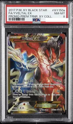 2017 POKEMON XY BLACK STAR PROMO #XY150A FULL ART/YVELTAL EX PSA 8 - Image 1