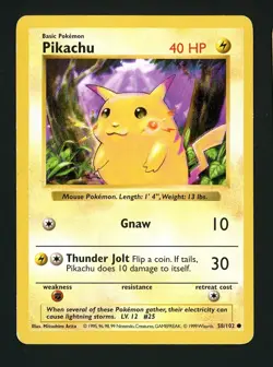 Pikachu MP Red Cheeks - 58/102 Base Set Shadowless - Pokemon 1999 (A) - Image 1