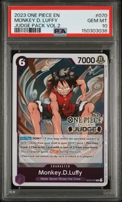 One Piece Monkey D. Luffy (Judge Pack Vol. 2) OP03-070 Promo Card PSA 10 💎 ENG - Image 1