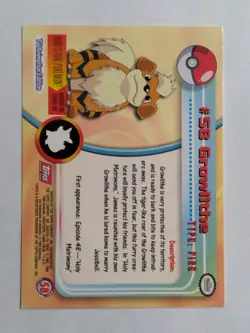 Growlithe #58 Topps TV Animation Edition Pink Label Pokemon Card - Image 2