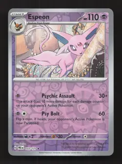 Espeon 033/131 Holo Rare SV: Prismatic Evolutions Pokemon Reverse Holo Near Mint - Image 1