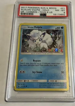 2017 POKEMON SUN & MOON GUARDIANS RISING #21 ALOLAN VULPIX-HOLO PSA 8 - Image 1