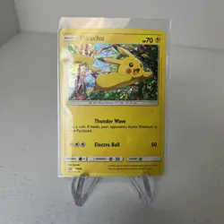 Pokemon Sun & Moon PIKACHU Sequin Holo Rare Promo SM04 General Mills Black Star - Image 1