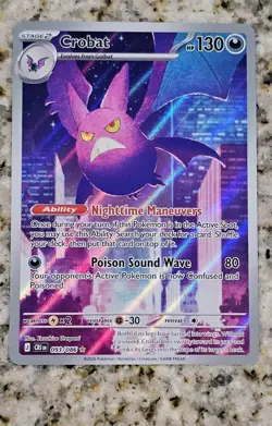 Pokemon Crobat 093/086 Me04: Chaos Rising EN Holo-Full Art Illustration Rare NM - Image 1