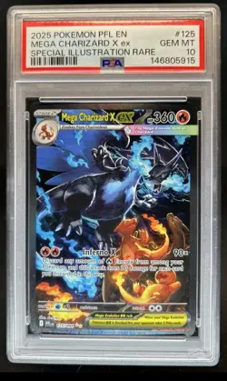 2025 Pokemon PFL Mega Charizard X ex Special Illustration Rare #125/094 PSA 10 - Image 1