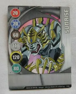 BAKUGAN Battle Brawler "SUNRISE" Metal Card 7/48b BA202-GA-SM-GBL 2008 - Image 1