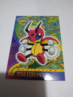 Pokemon Card - Ledian #166 - Johto Series - Topps Non-Foil 2001 Glossy 1st Rare - Image 1