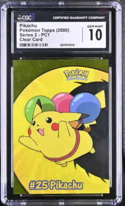 Fresh CGC 10 2000 Topps Secret Rare Pikachu TV Clear Cards Gem Mint #PC1 Psa - Image 1