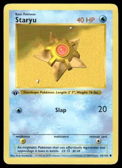 Pokemon Cards Staryu 65/102 1st Edition Base Set Shadowless Common NM *7 - Image 1