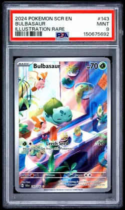 Bulbasaur 143/142 Illustration Rare Pokemon 2024 Stellar Crown PSA 9 - Image 1