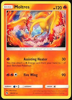 Moltres 38/214 Rare Lost Thunder Pokemon Lightly Played - Image 1