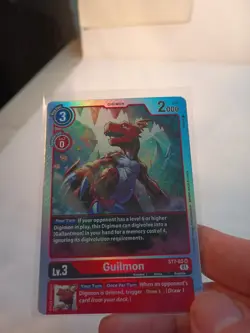 (1) Pre-owned Digimon Card - (NM) Guilmon ST7-03 Super Rare Foil - Bandai. - Image 3