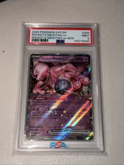 2025 POKEMON SVP EN-SV BLACK STAR PROMO #205 TEAM ROCKET'S MEWTWO EX PSA 9 - Image 1