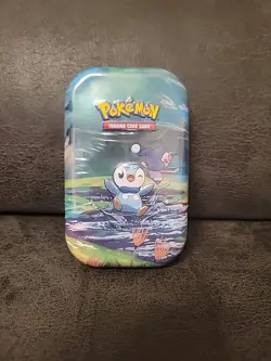 Pokemon TCG Sinnoh Stars Mini Tin Piplup 2 TCG Booster Packs Metal Coin NEW - Image 1