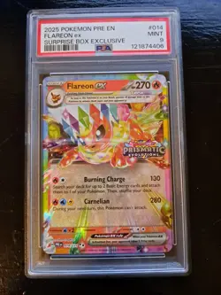 2025 Pokemon Prismatic Evolutions Flareon ex Stamped Promo #014/131 PSA 9 - Image 1