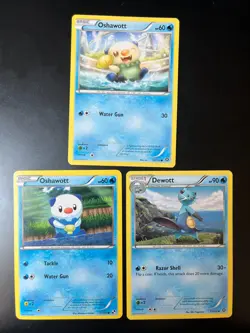 x3 Oshawott Dewott Starter Evolutions NO DUPLICATES Pokemon Card Lot #240 - Image 1