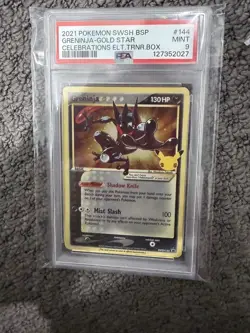 Pokemon PSA 9 Greninja Gold Star SWSH 144 Celebrations ETB - Image 1