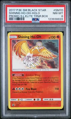 2017 POKEMON SM BLACK STAR PROMO #SM70 SHINING HO-OH-HOLO PSA 8 - Image 1