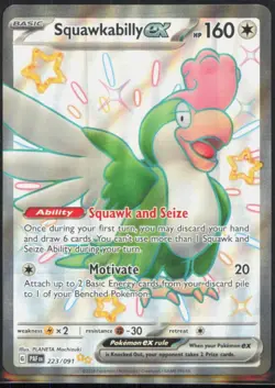 Squawkabilly ex Shiny Ultra Rare SV: Paldean Fates #223/091 [Near Mint] Pokemon - Image 1
