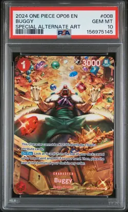 One Piece Buggy OP06-008 SP Special Alt Art Wings of Captain PSA 10 💎 English - Image 1