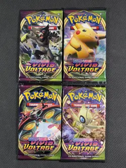 Pokemon Cards x4 Vivid Voltage Booster Pack Art Set SWSH Ultra Rare 2020 - Image 1