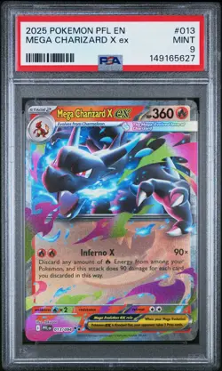 Mega Charizard X Ex 013 Pokemon Pfl En-Phantasmal Flames PSA 9 - Image 1
