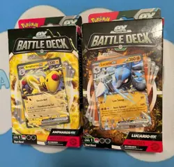 Two Pokemon TCG ex Battle Deck Boxes Ampharos Ex & Lucario Ex Sealed New In Box 820650852282 - Image 1