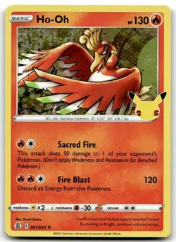 Ho-Oh 001/025 Rare Celebrations Pokemon Holo Lightly Played - Image 1
