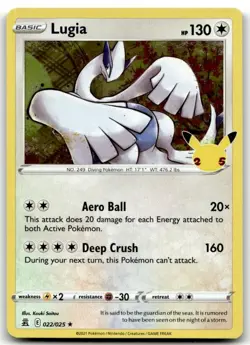 Lugia 022/025 Rare Celebrations Pokemon Holo Lightly Played - Image 1