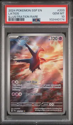 2024 POKEMON SSP EN LATIOS ILLUSTRATION RARE PSA #203 GEM MT PSA 10 IR - Image 1
