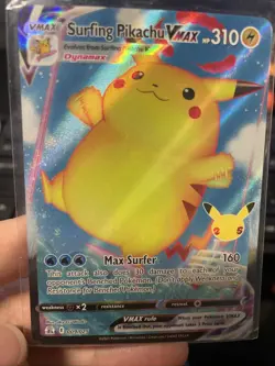 Pokemon Celebrations Surfing Pikachu VMAX Holo Ultra Rare Card 009/025 - Image 1