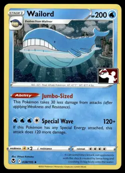 Wailord 038/195 Holo Uncommon Prize Pack Series Cards Pokemon Holo NM - Image 1