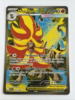 Mega Pyroar ex 099/086 Full Art Double Ultra Rare Pokemon Chaos Rising ME04 NM - Image 1