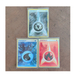 Nintendo Pokemon TCG Lot (3) Energy Holo Water Fire 2007 105/108 95/95 116/123 - Image 1