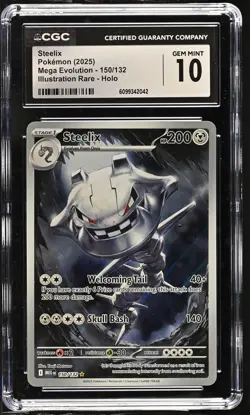 Steelix 150/132 Illustration Rare Holo Mega Evolution Pokemon CGC 10 Gem Mint - Image 1