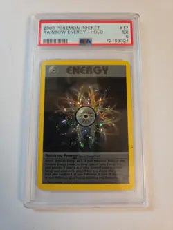 Pokemon TCG Rocket Rainbow Energy Holo First Edition PSA 5 - Image 1