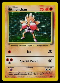Pokemon Card - Hitmonchan Base Set Unlimited 7/102 Holo Holo Rare - Image 1
