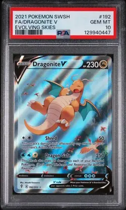 Pokemon Dragonite V Evolving Skies Full Alt Art #192 PSA 10 Gem Mint - Image 1