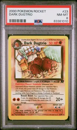 2000 POKEMON ROCKET #23 DARK DUGTRIO PSA 8 - Image 1