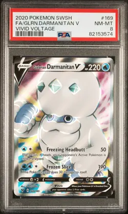 2020 POKEMON SWORD & SHIELD VIVID VOLTAGE FULL ART/GALARIAN DARMANITAN V PSA 8 - Image 1