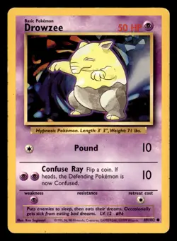 Drowzee 49/102 Common Base Set Unlimited Pokemon Lightly Played - Image 1