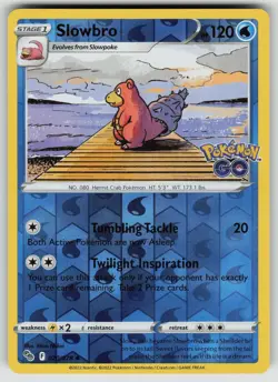 SLOWBRO 020/078 UNCOMMON POKEMON GO POKEMON REVERSE HOLO NEAR MINT - Image 1