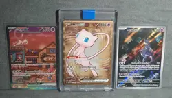 Pokemon TCG 151 UPC Promo Set 3 Cards Mew 053 Mewtwo 052 Metal Mew 205 Near Mint - Image 1