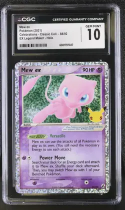 CGC 10 Pokemon Mew ex 88/92 2021 Celebrations Classic Collection EX Legend - Image 1